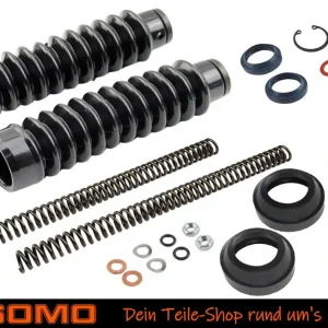 Telegabel Reparaturset 2x Faltenbalg 2x Druckfeder 3,2mm, Öl, Abdeckkappe für Simson S50 S51 S70 S53 S83 Geprüft