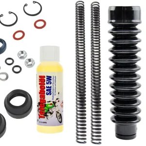 Telegabel Reparaturset mit 2x Druckfeder extra verstärkt 3,5mm, 2x Faltenbalg, Öl, Abdeckkappe für Simson S50 S51 S70 S53 S83 Knallerangebot