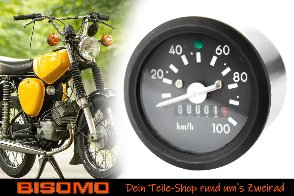 Tacho Ø 60mm 100kmh mit Blinkkontrolle für 6V + 12V passend für Simson S50 S51 S70 S53 S83 Echt