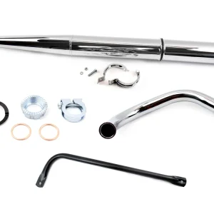 Solange Der Vorrat Reicht [Paket] SET: Auspuff mit Gegenkonus, 28mm Durchmesser, Krümmer, Krümmermutter Set, Strebe Schwarz für Simson S50 S51