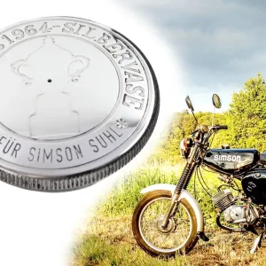 Geprüft [Paket] Tankdeckel Six Days 1964 Silbervase für Simson S50 S51 S53 S70 SR50 KR51 SR4 SR1 IWL, Ø 40mm, Alu poliert, ohne Schloss