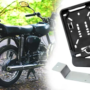 Kostenloser Rückversand [Paket] Wechselrahmen Kennzeichen 135 x 110 Klappfunktion + Halter Stahl verzinkt für Simson S50, S51, S70 - einfacher Austausch