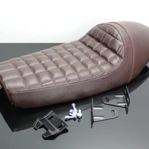 Markenprodukt Cafe-Racer SITZBANK universal dunkelbraun mit Höcker und Karo-Steppnähten