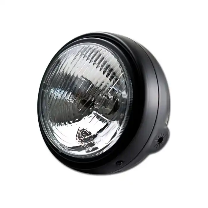 5 3/4" Headlight "Bullet" (165mm) black matt side-mount Echt