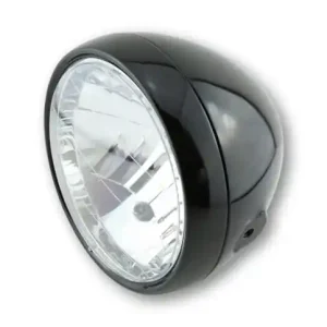 7" Headlight Side-Mount glossy black, ECE Sale