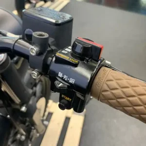 Neuheit Classic handlebar fitting, aluminum, black, 22mm (7/8"), right Kawasaki, BMW conversions