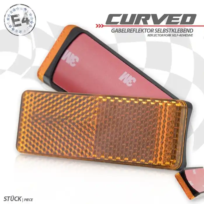 Gabelklebereflektor "Curved" | rechteckig | gelb Super-Preis