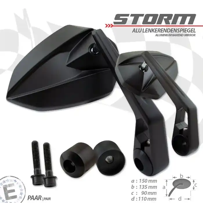 Top-Angebot Lenkerendenspiegel "STORM" | schwarz | M8 Kawasaki