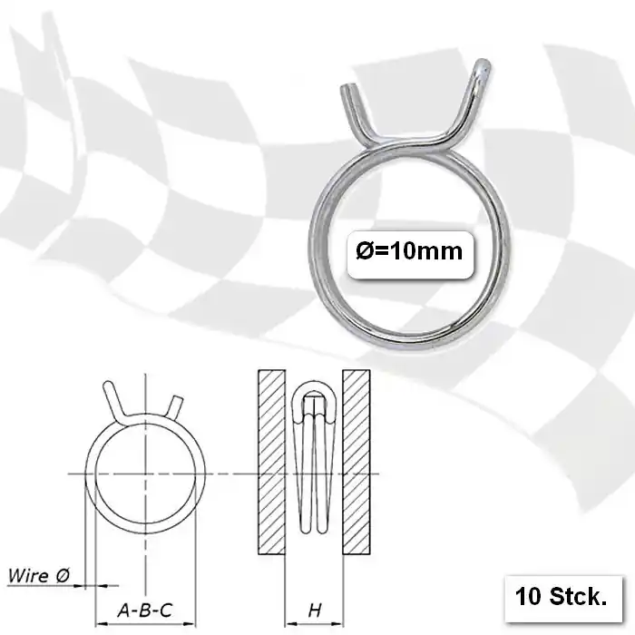 Benzinschlauchklemmen | 10mm | starke Ausführung Günstig