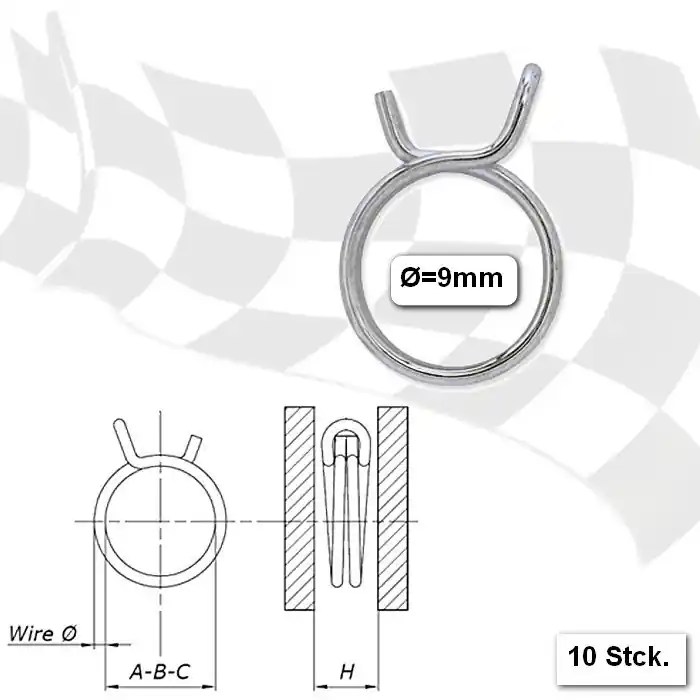 Benzinschlauchklemmen | 9mm | starke Ausführung Nur Heute