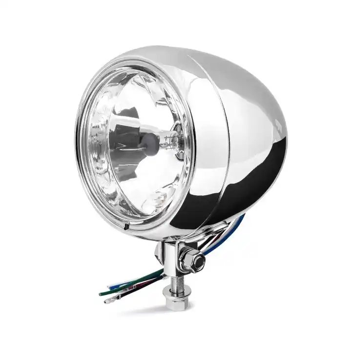 Zertifiziert 4,5" Bullet Headlight chrome - Diamond Cut, ECE
