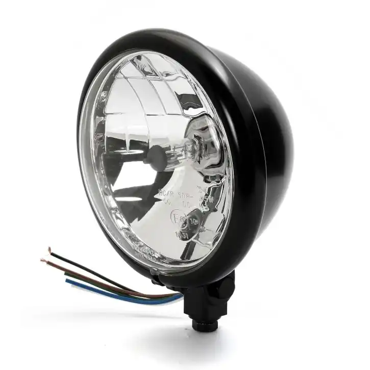 Kostenfreie Lieferung 5 3/4" Bates Style Headlight Black Bottom Mount Clear Lens, ECE