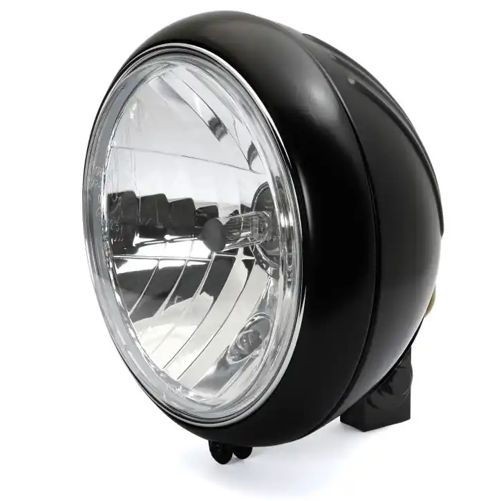 7" Headlight 88up Style clear lens black grooved, ECE Garantierte Lieferung