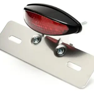 Solange Der Vorrat Reicht Cat Eye LED taillight black / red with licence plate bracket, ECE