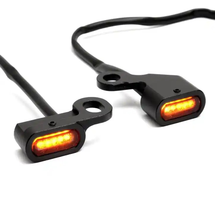 Saisonangebot Mini LED Blinker Set Lenkerarmatur für Harley Softail 96-14, Dyna 96 - 17, Sportster 96 -13, schwarz, ECE