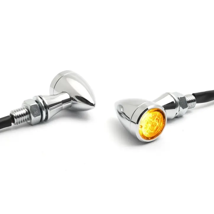 Micro Bullet LED Blinker Chrom, ECE Garantierte Lieferung
