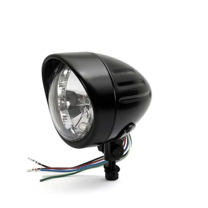 4" Headlight Salt Flat Pumper,Visor Grooved, black, ECE Neu