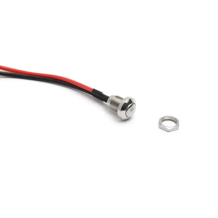 Button Switch Mini Stainless Steel with nut, higher cable diameter Kostenloser Versand