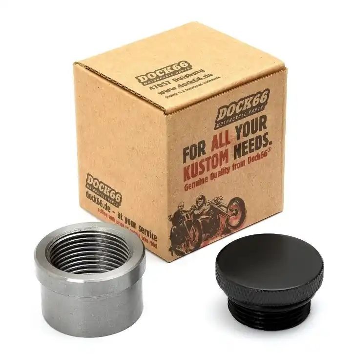 Aluminium Gas Cap black with knurl and weld-in bung Beliebt