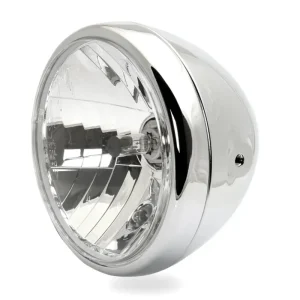 7" Headlight Side-Mount clear lens, Chrome, ECE Echt