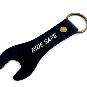 Markenware Keyring leather spanner shape black