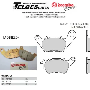 Brembo Pure Racing-Bremsbeläge Z04 für Yamaha YTF R3 ab 2015 Direkt Vom Hersteller