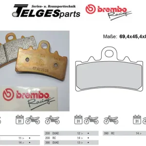 Brembo Pure Racing-Bremsbeläge Z04 für KTM Duke ab 2013 Aktuell
