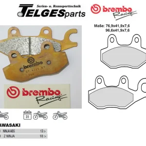 Brembo Pure Racing-Bremsbeläge Z04 für Kawasaki Ninja ABS ab 2013 Neuheit