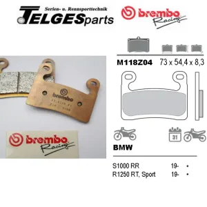 Brembo Pure Racing-Bremsbeläge Z10 für BMW R1250 RT Sport ab 2019 Markenware