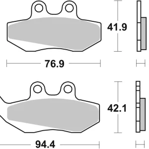 SBS Carbon Tech Scooter Bremsbelag vorne für PIAGGIO VESPA GTX125 SuperHexagon (Grimeca cal.)(11''w Neue Ware