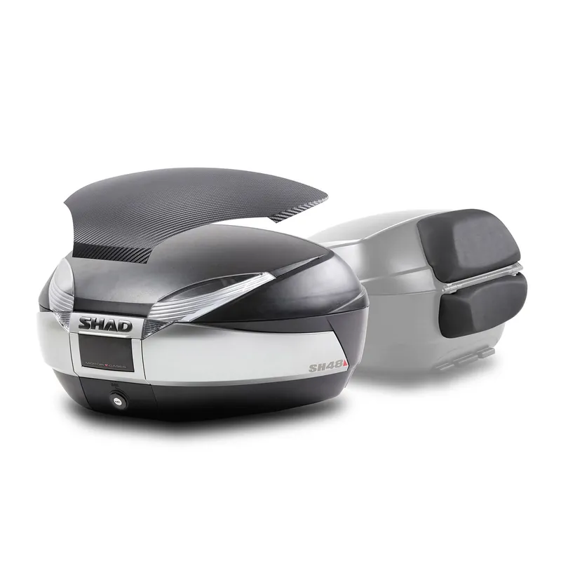 Saisonangebot SHAD Topcase SH48 New Titanium Carbon Cover mit Rückenpolster und Halteplatte D0B48406R
