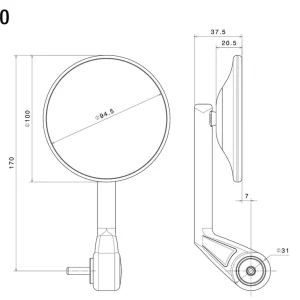 Sichere Zahlung Rizoma Spiegel "E-Pop" für Yamaha T-Max 530 ABS * 2015 - 2017