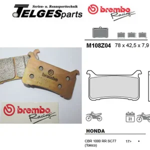 Nur Für Kurze Zeit Brembo Pure Racing-Bremsbeläge Z04 für Honda CBR 1000 RR SC77 ab 2017